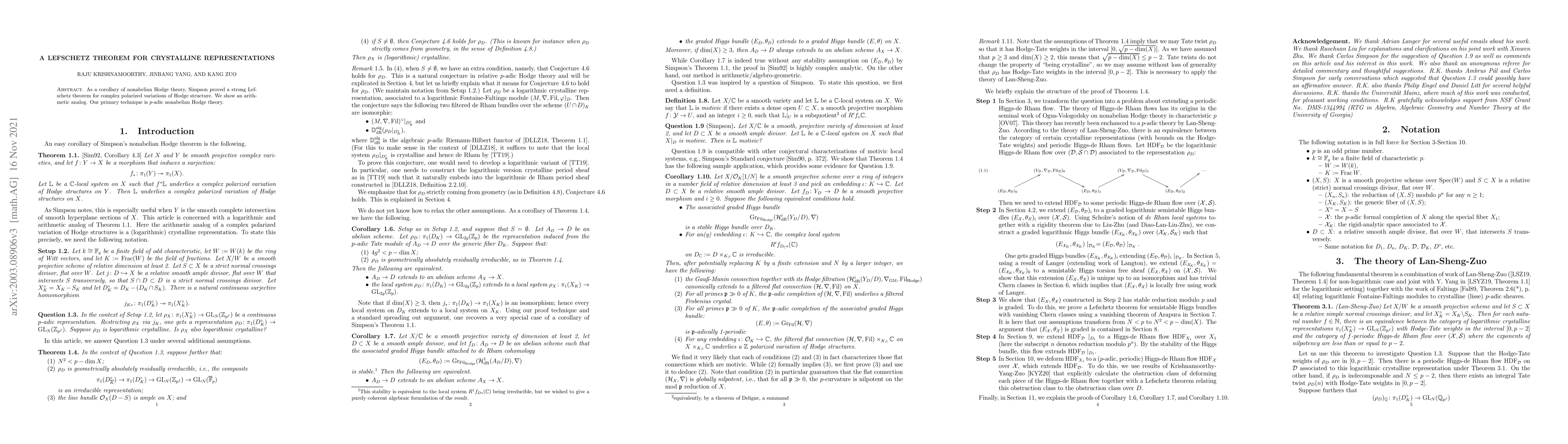 Thumbnail for A Lefschetz theorem for crystalline representations