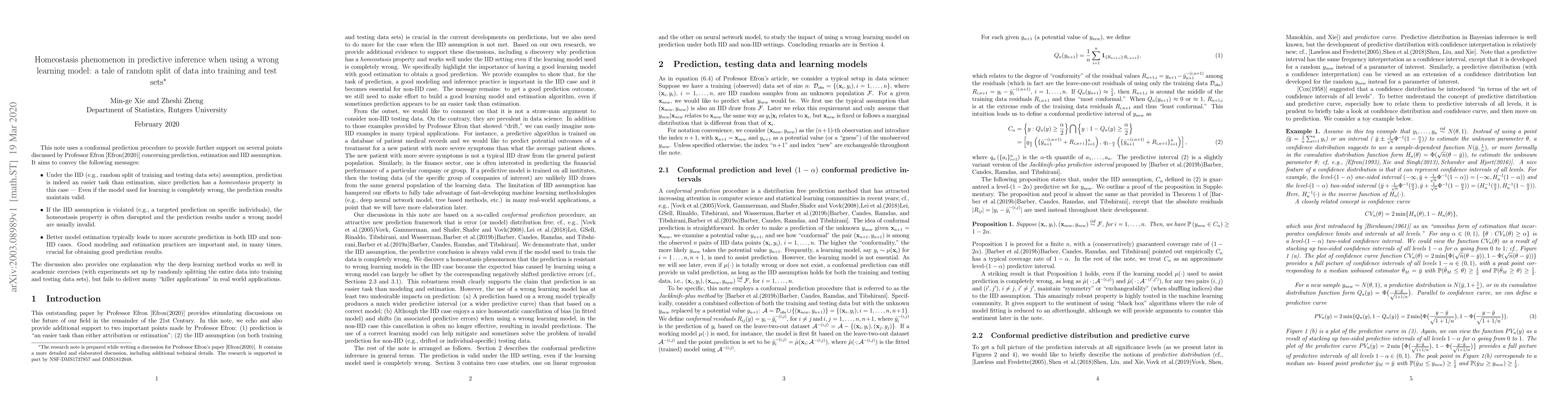 Thumbnail for Homeostasis phenomenon in predictive inference when using a wrong
  learning model: a tale of random split of data into training and test sets