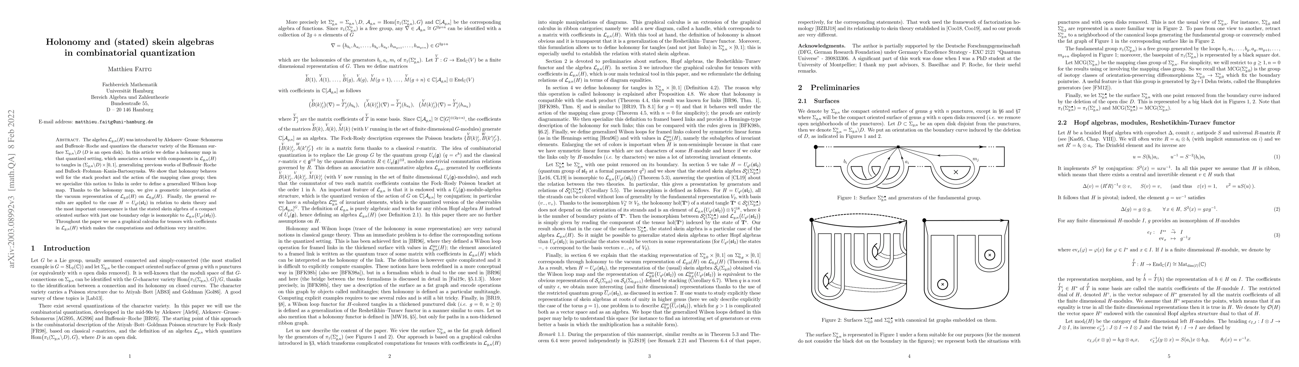 Thumbnail for Holonomy and (stated) skein algebras in combinatorial quantization