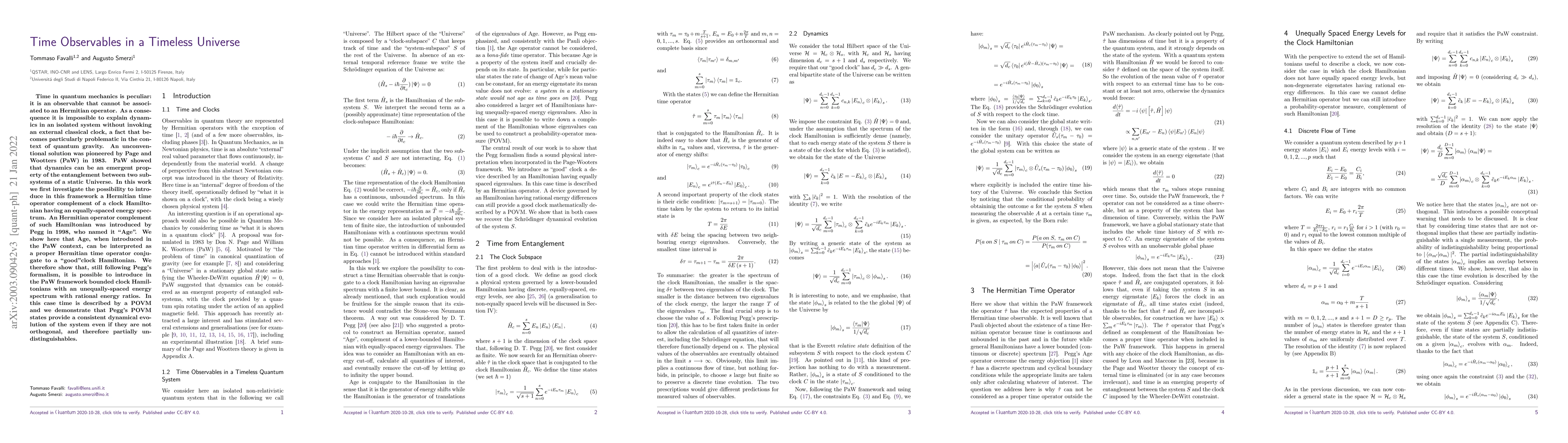 Thumbnail for Time Observables in a Timeless Universe