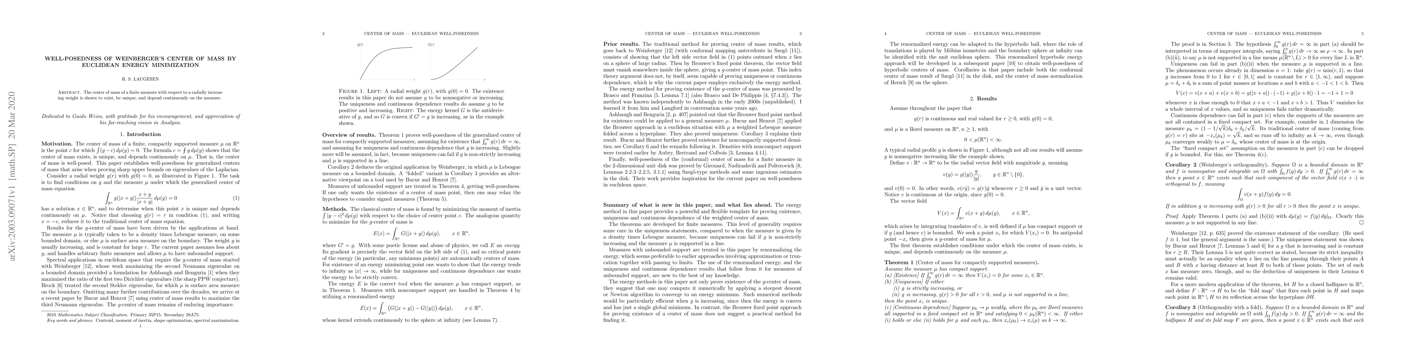 Thumbnail for Well-posedness of Weinberger's center of mass by euclidean energy
  minimization