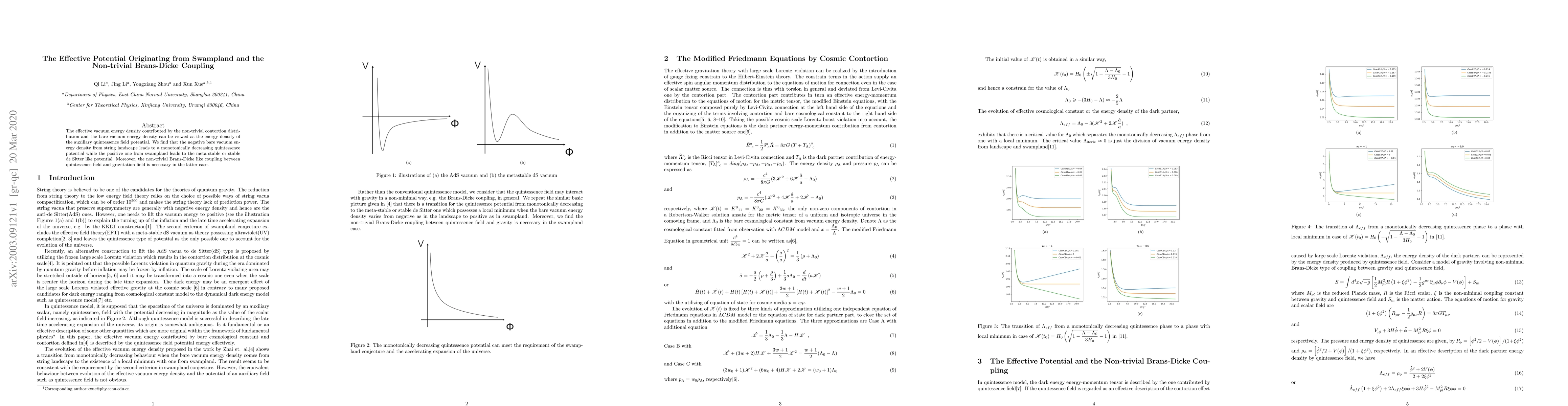 Thumbnail for The Effective Potential Originating from Swampland and the Non-trivial
  Brans-Dicke Coupling