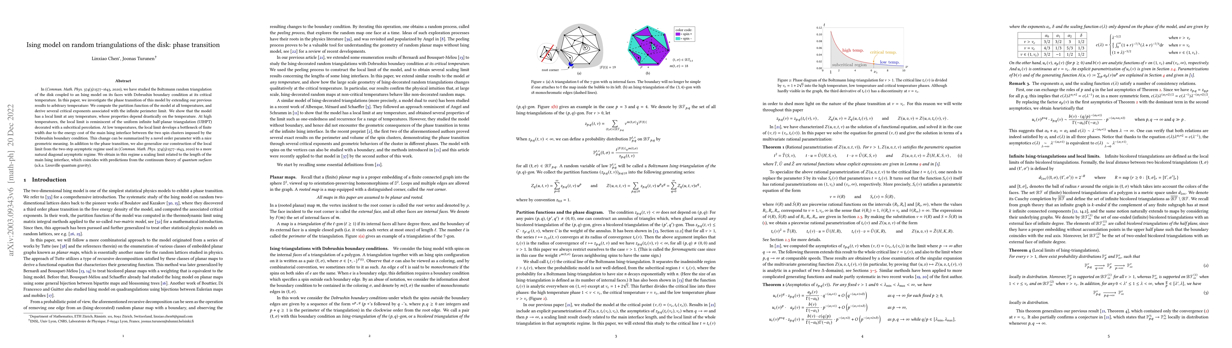 Thumbnail for Ising model on random triangulations of the disk: phase transition