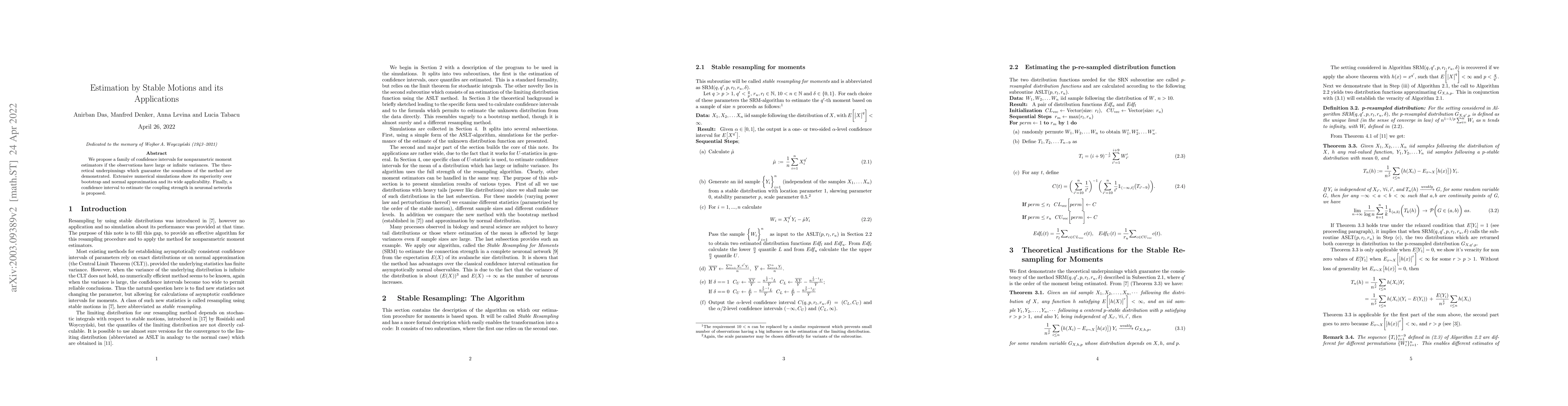 Thumbnail for Estimations by stable motions and applications