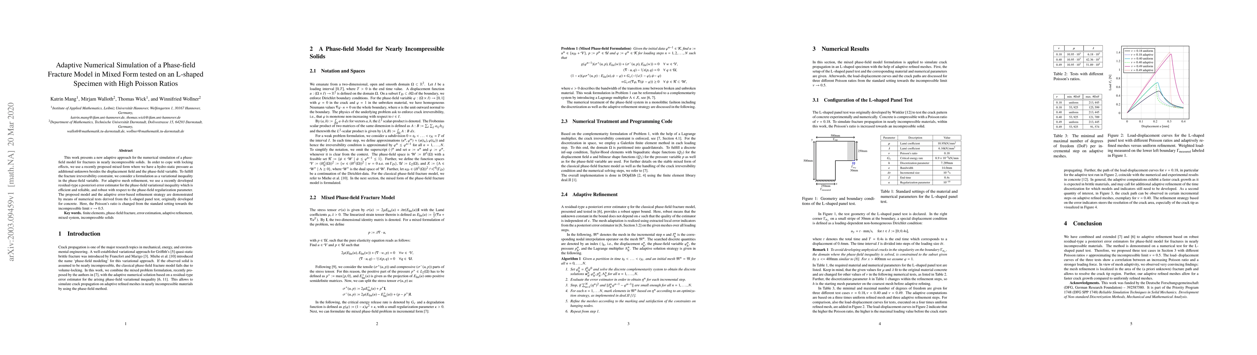 Thumbnail for Adaptive Numerical Simulation of a Phase-field Fracture Model in Mixed
  Form tested on an L-shaped Specimen with High Poisson Ratios
