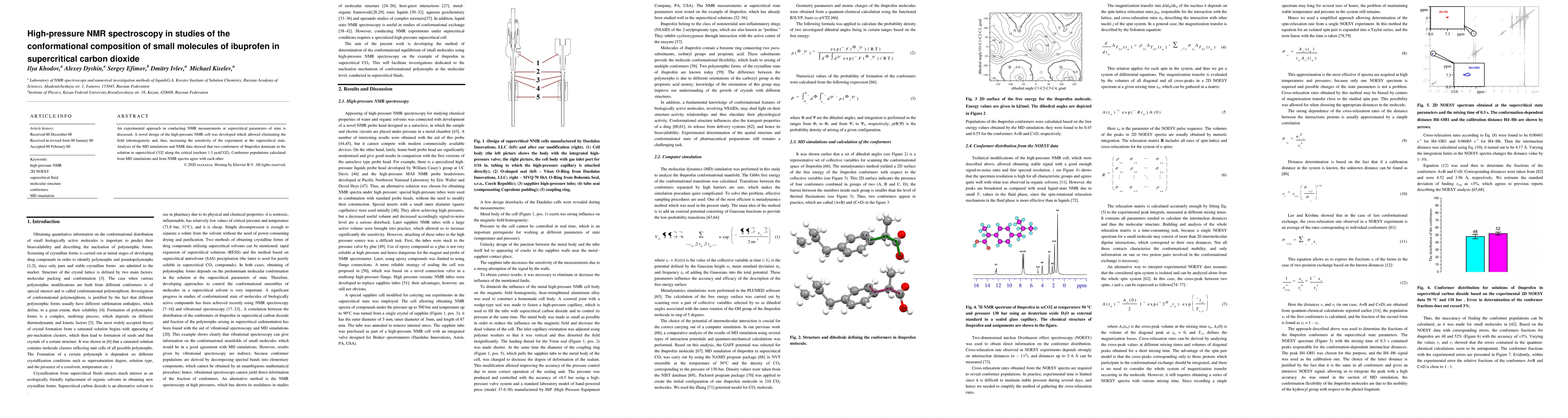 Thumbnail for High-pressure NMR spectroscopy in studies of the conformational
  composition of small molecules of ibuprofen in supercritical carbon dioxide