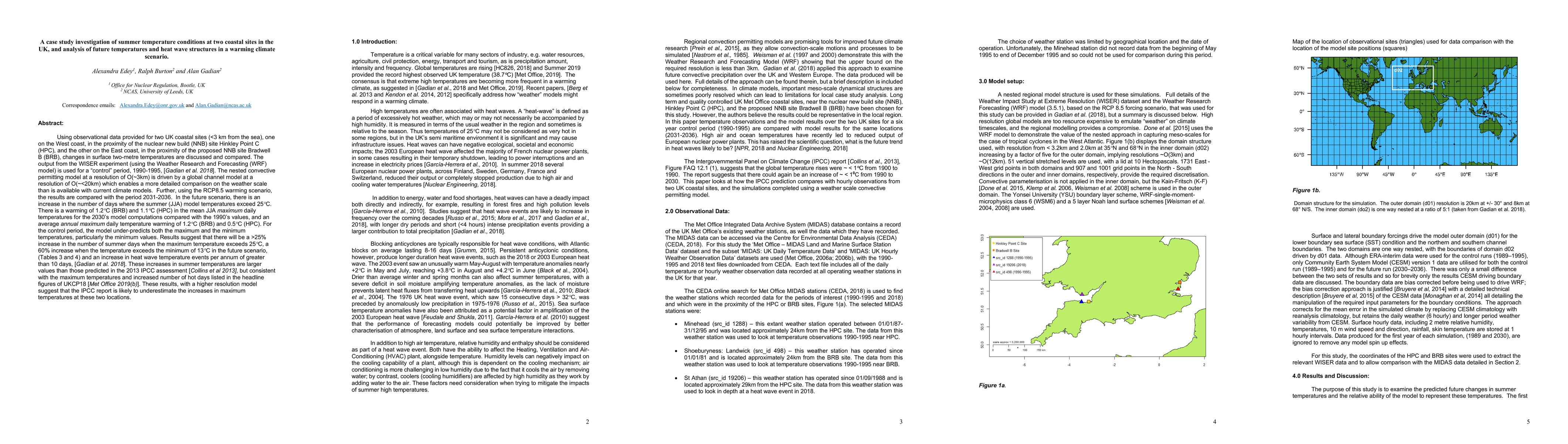Thumbnail for A case study investigation of summer temperature conditions at two
  coastal sites in the UK, and analysis of future temperatures and heat wave
  structures in a warming climate scenario