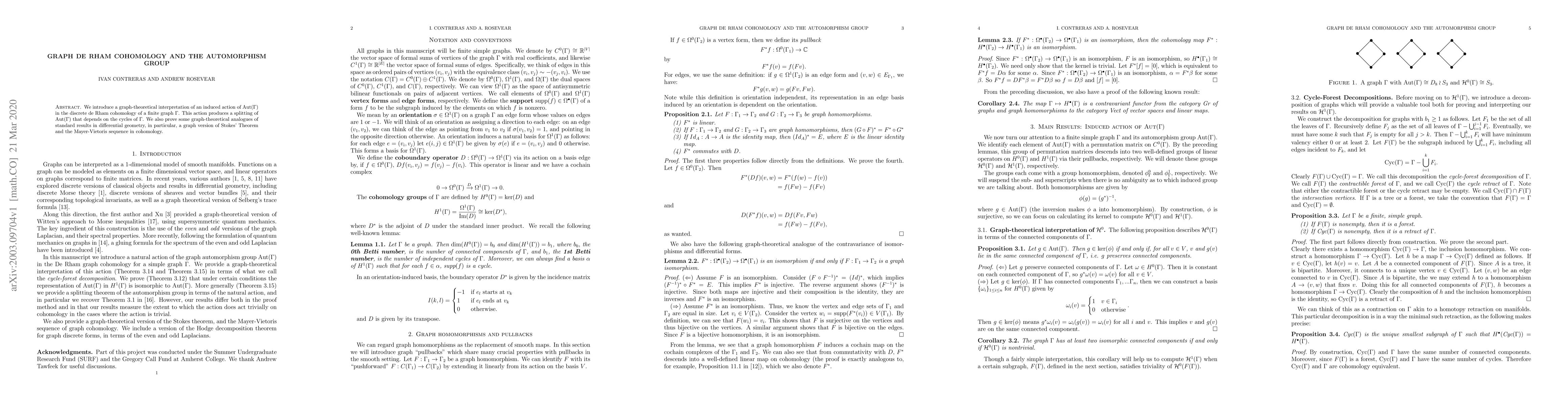 Thumbnail for Graph de Rham Cohomology and the Automorphsim Group