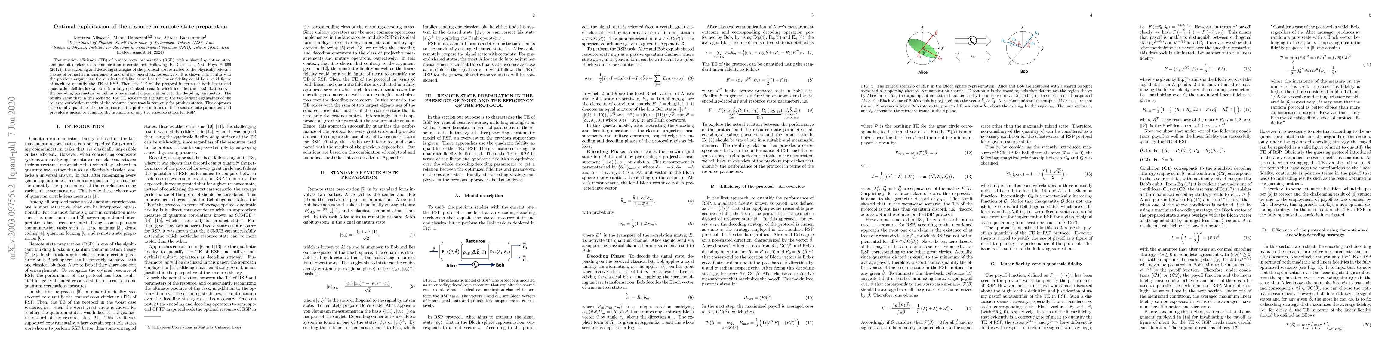 Thumbnail for Optimal exploitation of the resource in remote state preparation