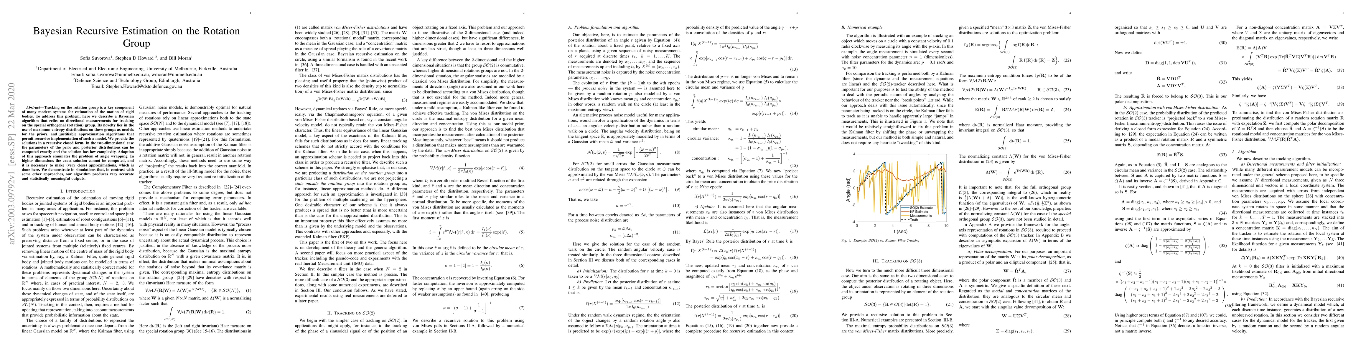 Thumbnail for Bayesian Recursive Estimation on the Rotation Group