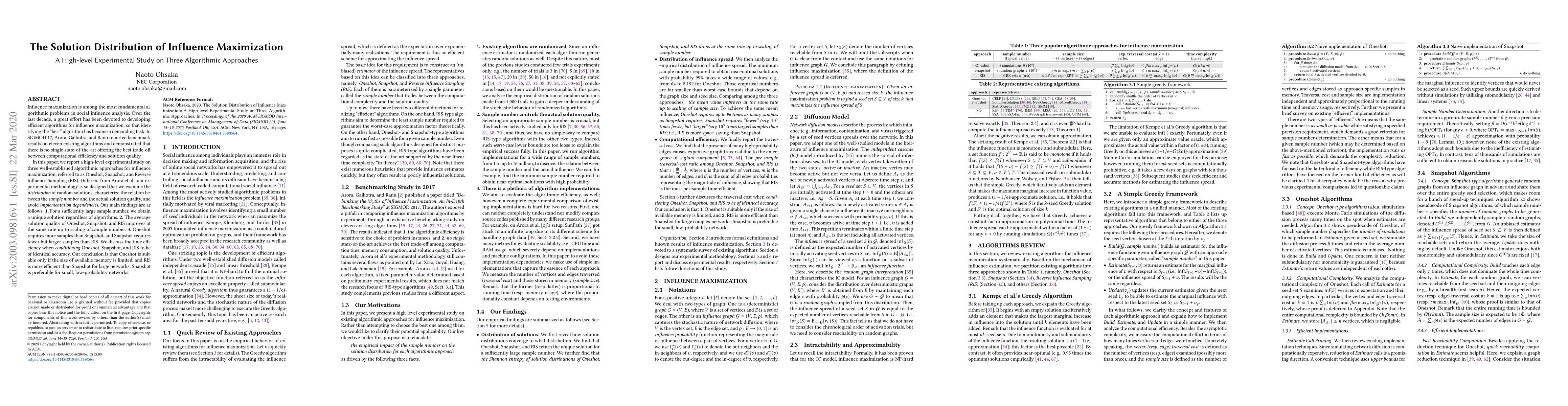 Thumbnail for The Solution Distribution of Influence Maximization: A High-level
  Experimental Study on Three Algorithmic Approaches