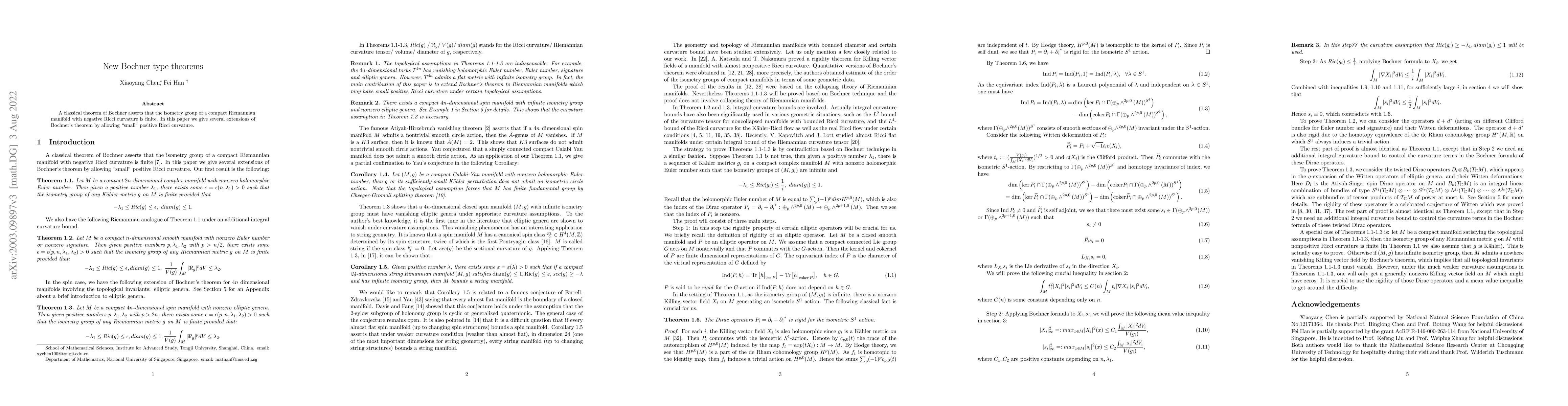 Thumbnail for New Bochner type theorems