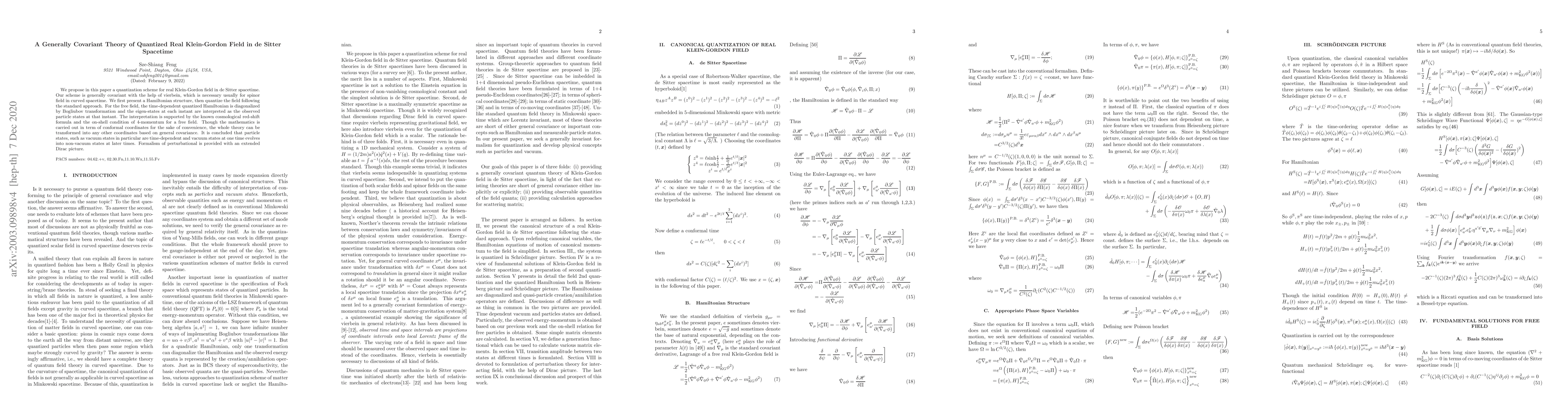 Thumbnail for A Generally Covariant Theory of Quantized Real Klein-Gordon Field in de
  Sitter Spacetime