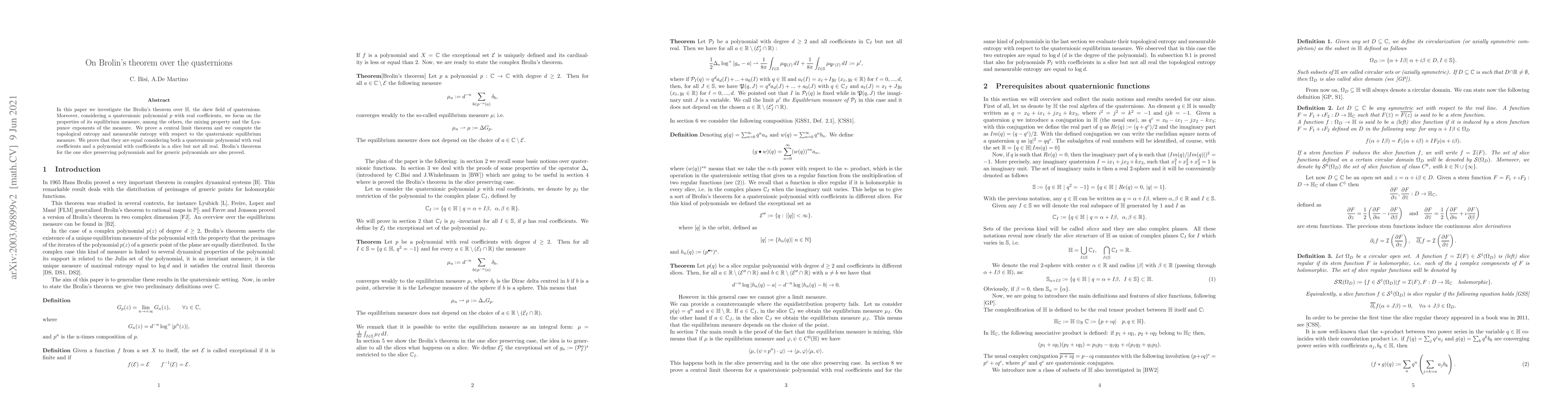 Thumbnail for On Brolin's theorem over the quaternions