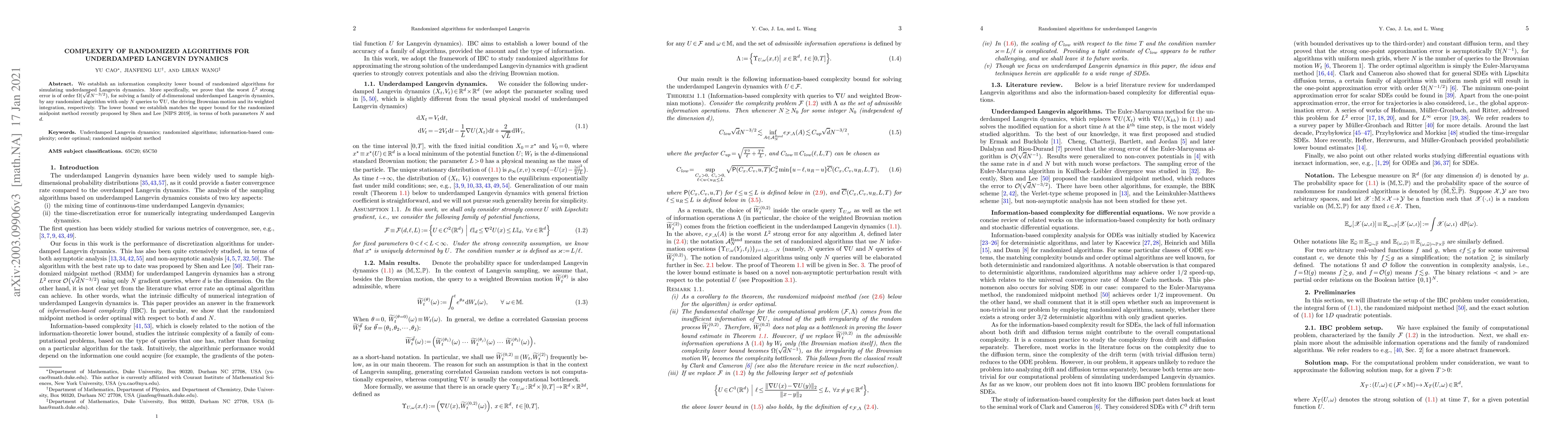 Thumbnail for Complexity of randomized algorithms for underdamped Langevin dynamics