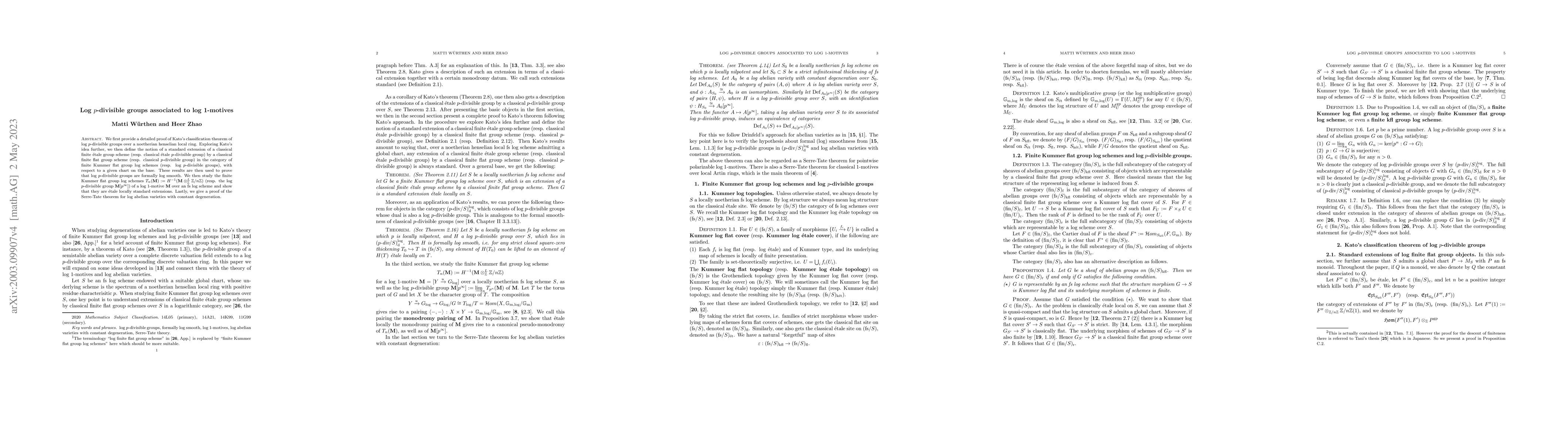 Thumbnail for Log p-divisible groups associated to log 1-motives