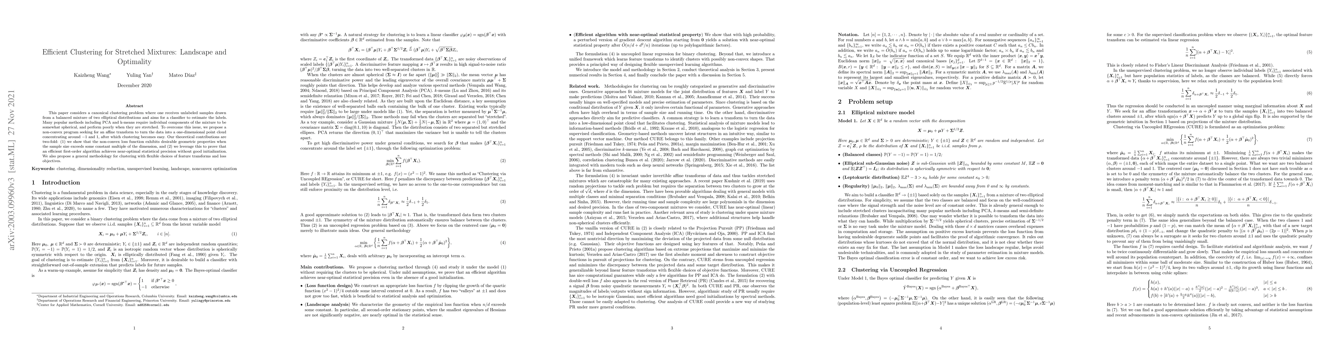 Thumbnail for Efficient Clustering for Stretched Mixtures: Landscape and Optimality
