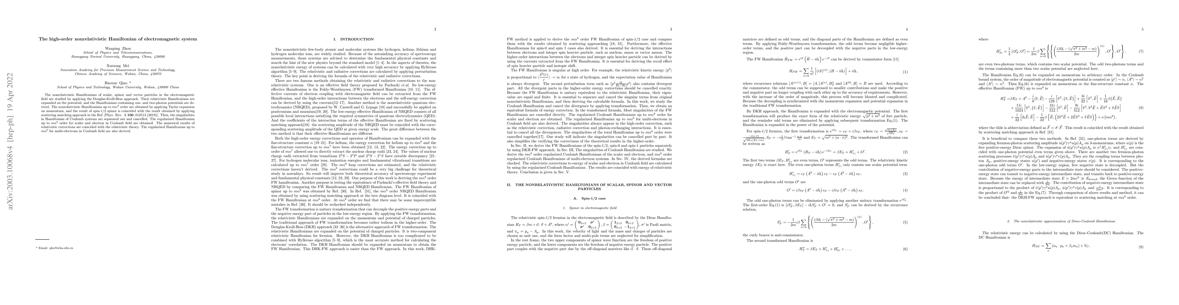 Thumbnail for The high-order nonrelativistic Hamiltonian of electromagnetic system