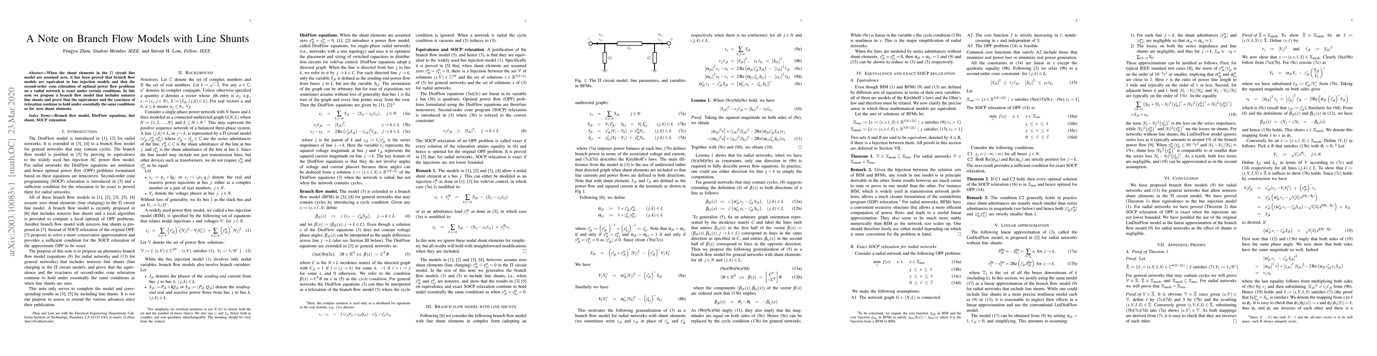 Thumbnail for A Note on Branch Flow Models with Line Shunts
