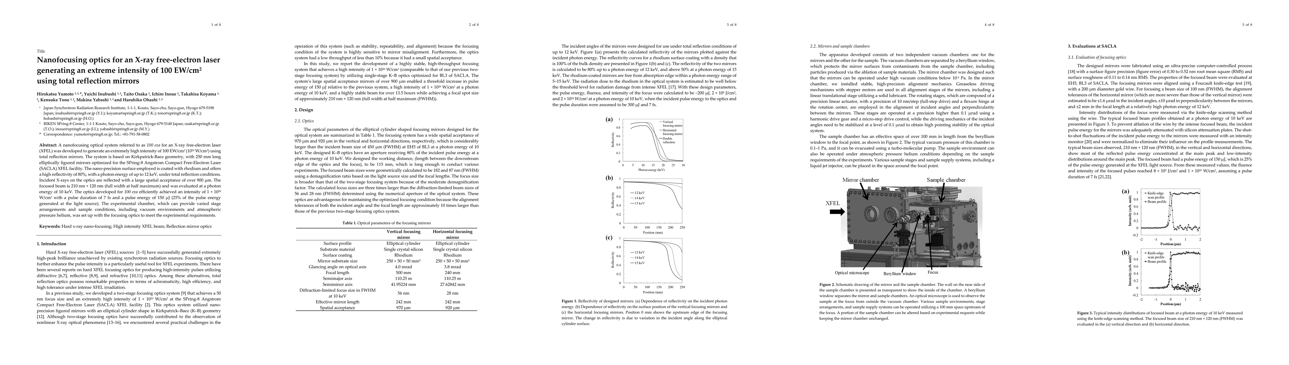 Thumbnail for Nanofocusing optics for an X-ray free-electron laser generating an
  extreme intensity of 100 EW/cm$^2$ using total reflection mirrors