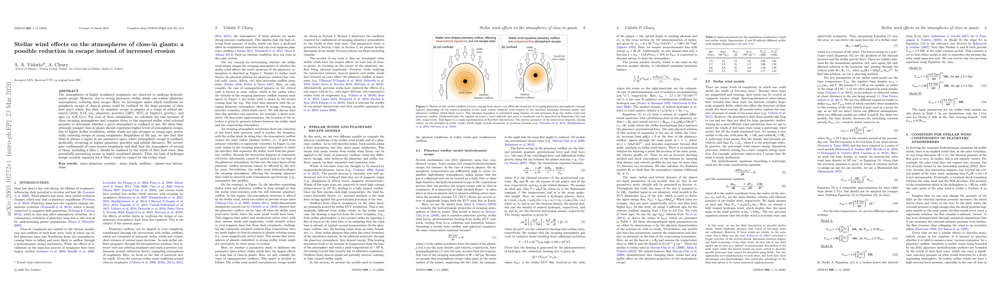 Thumbnail for Stellar wind effects on the atmospheres of close-in giants: a possible
  reduction in escape instead of increased erosion