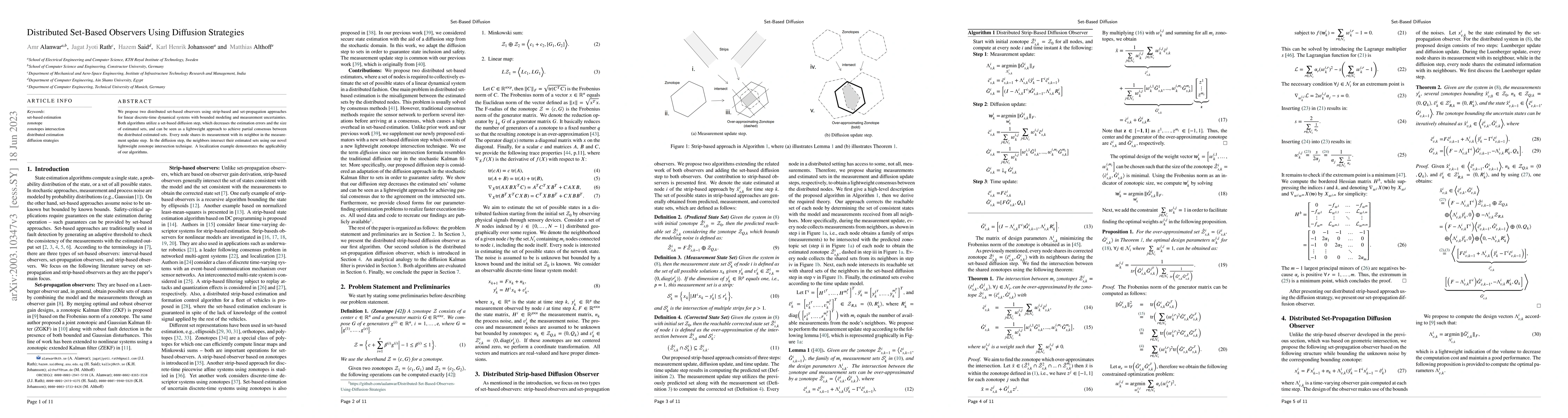 Thumbnail for Distributed Set-Based Observers Using Diffusion Strategies