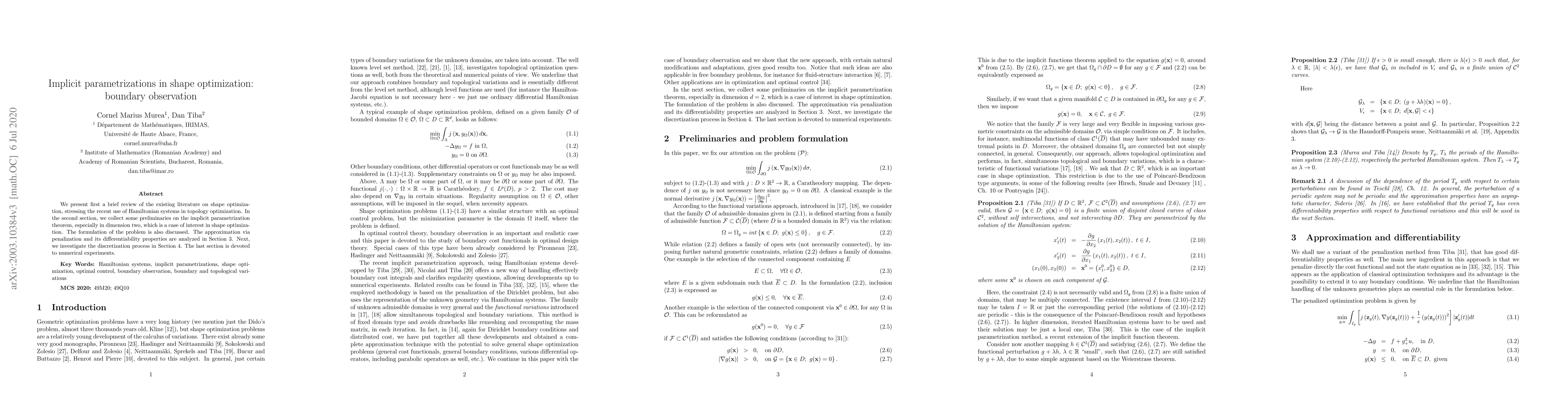 Thumbnail for Implicit parametrizations in shape optimization: boundary observation
