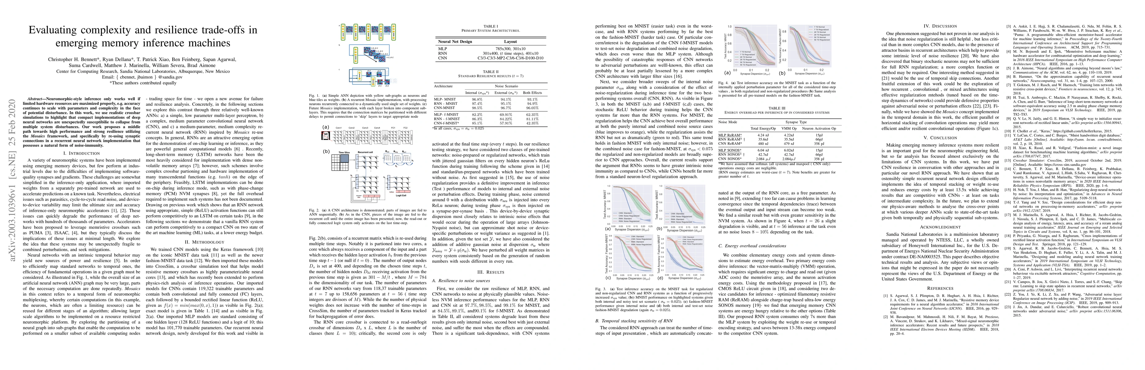 Thumbnail for Evaluating complexity and resilience trade-offs in emerging memory
  inference machines