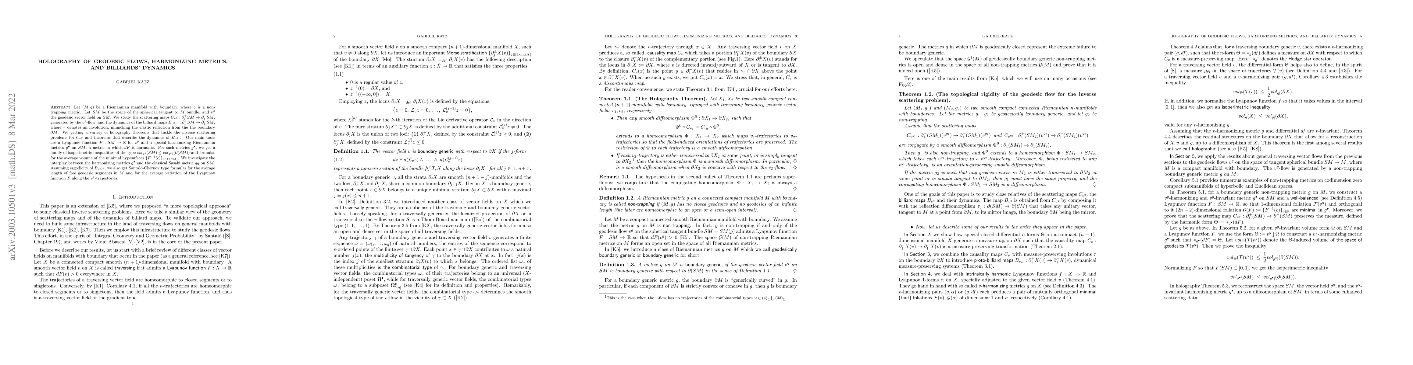 Thumbnail for Holography of geodesic flows, harmonizing metrics, and billiards'
  dynamics