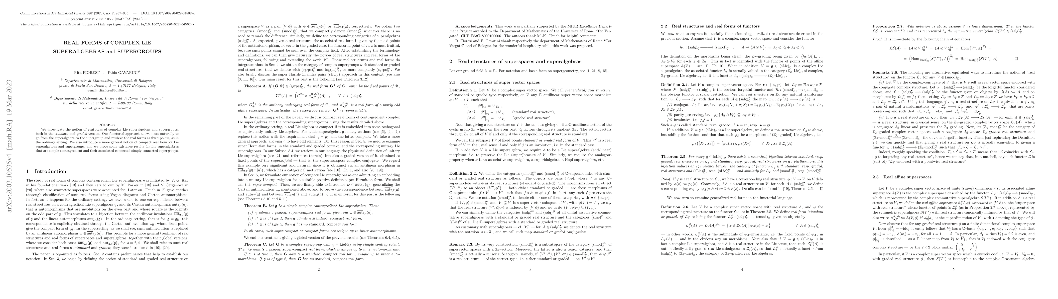 Thumbnail for Real forms of complex Lie superalgebras and supergroups