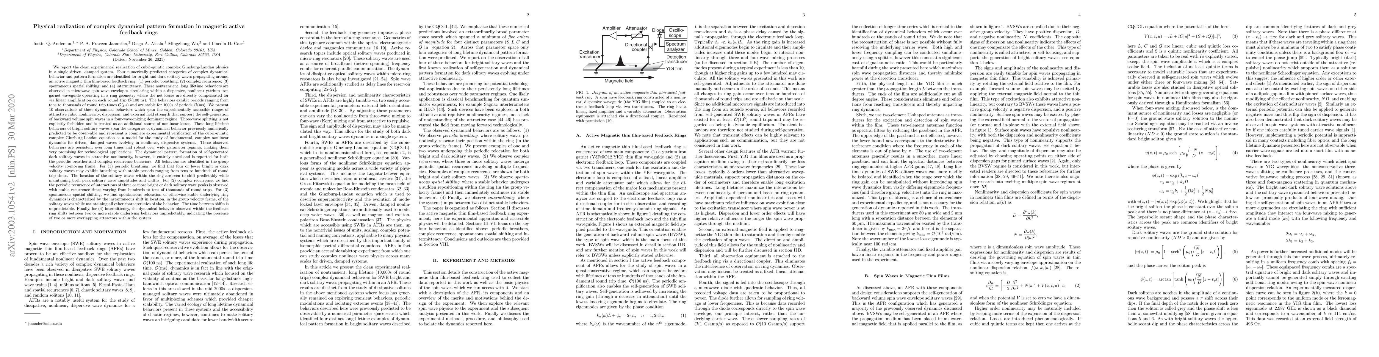 Thumbnail for Physical realization of complex dynamical pattern formation in magnetic
  active feedback rings