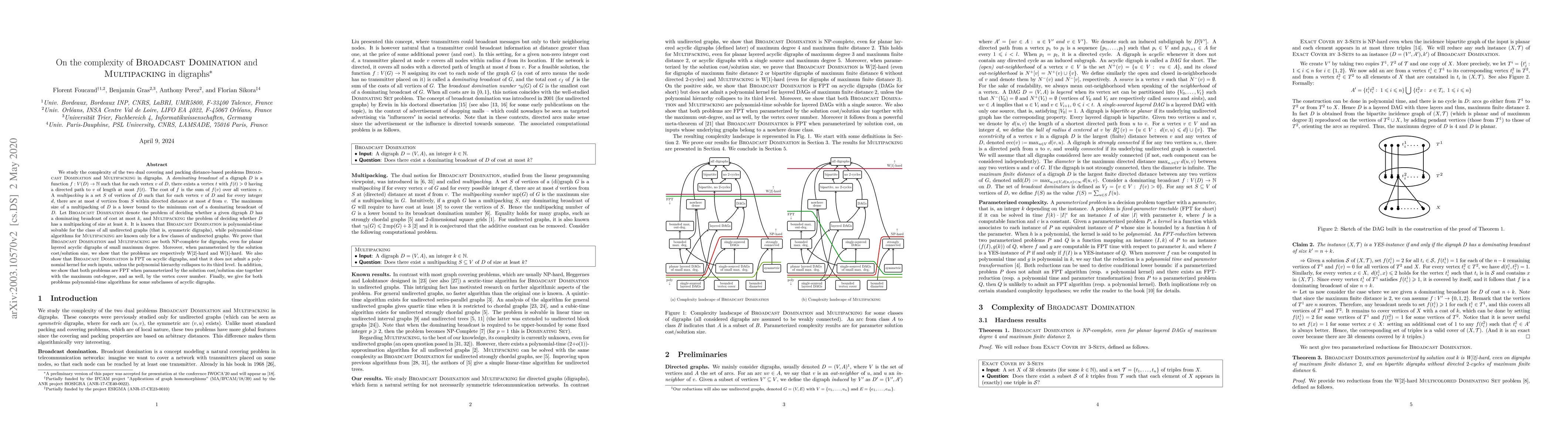 Thumbnail for On the complexity of Broadcast Domination and Multipacking in digraphs