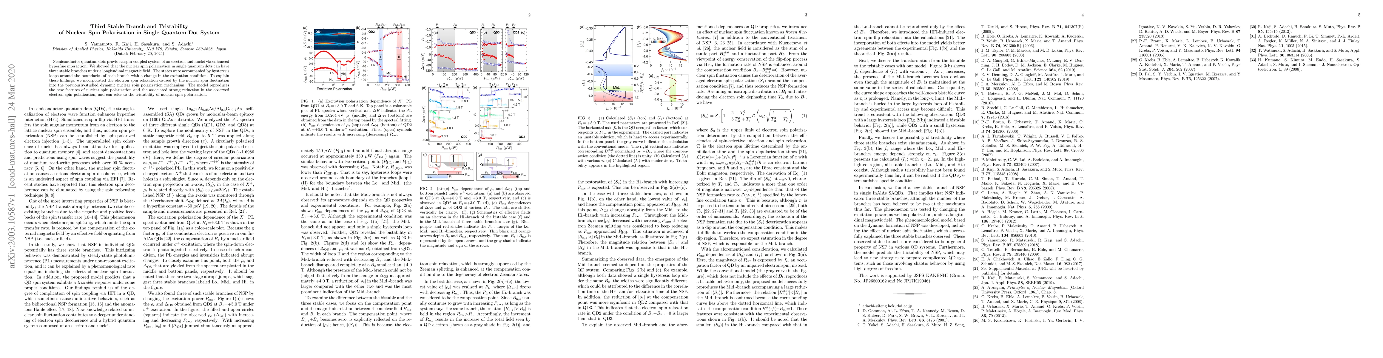 Thumbnail for Third Stable Branch and Tristability of Nuclear Spin Polarization in
  Single Quantum Dot System