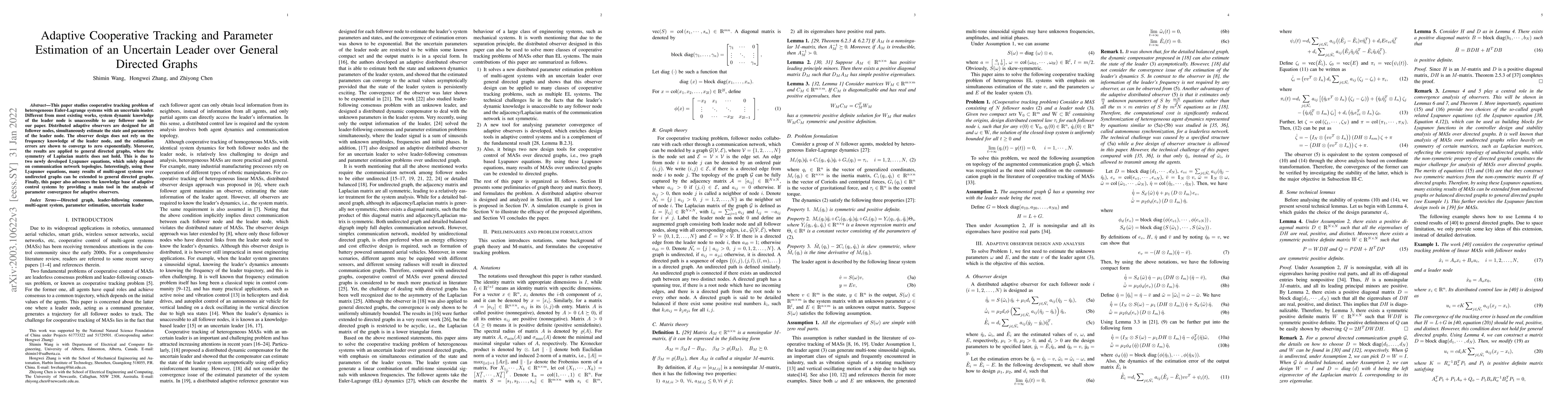 Thumbnail for Adaptive Cooperative Tracking and Parameter Estimation of an Uncertain
  Leader over General Directed Graphs