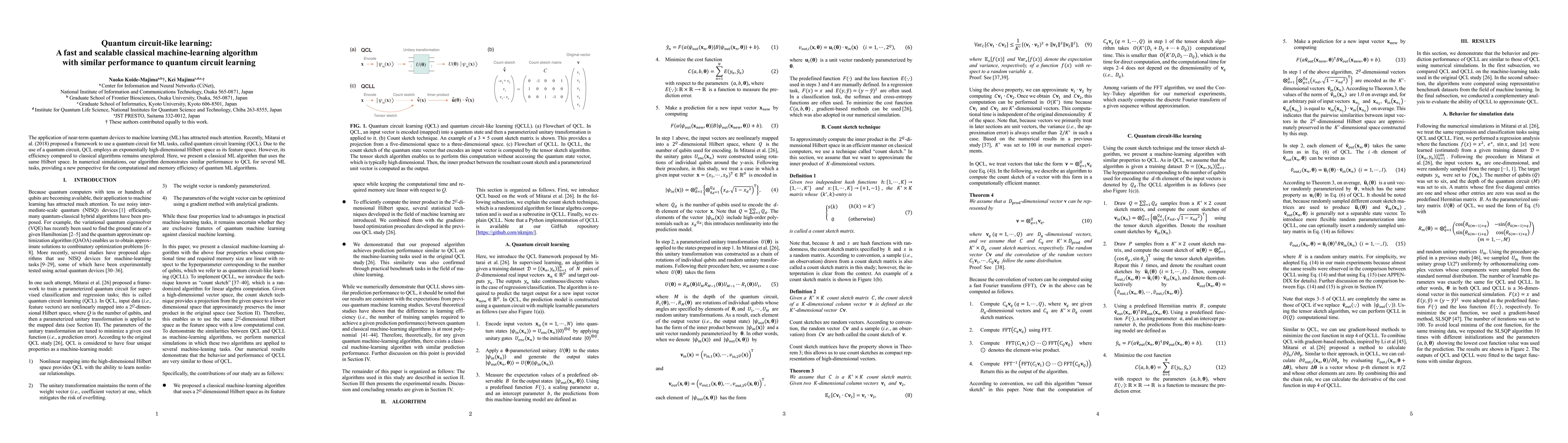 Thumbnail for Quantum circuit-like learning: A fast and scalable classical
  machine-learning algorithm with similar performance to quantum circuit
  learning