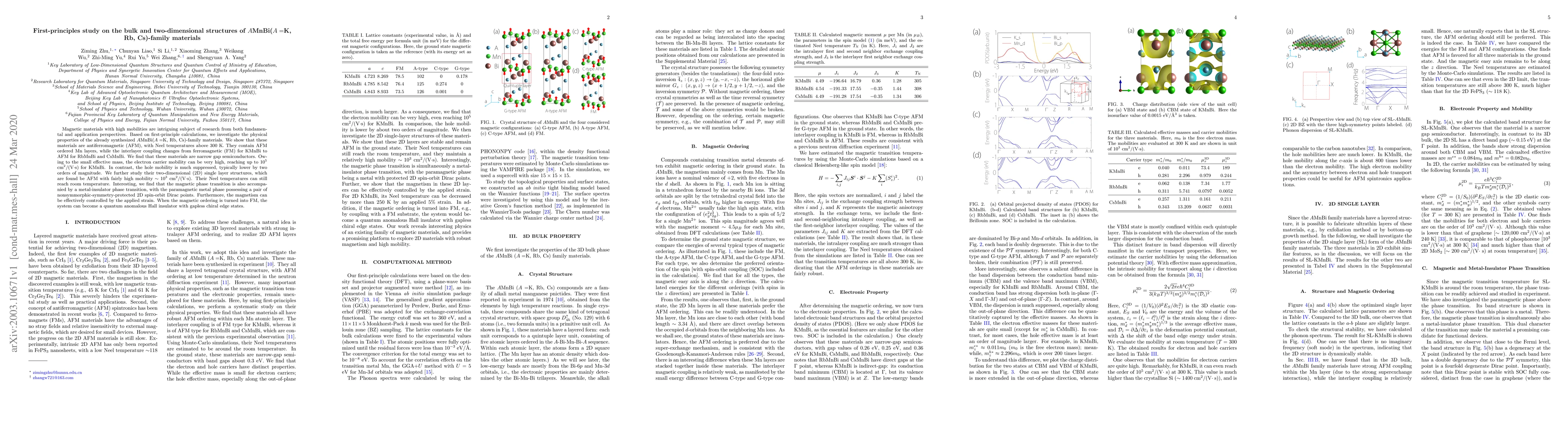 Thumbnail for First-principles study on the bulk and two-dimensional structures of
  AMnBi(A =K, Rb, Cs)-family materials