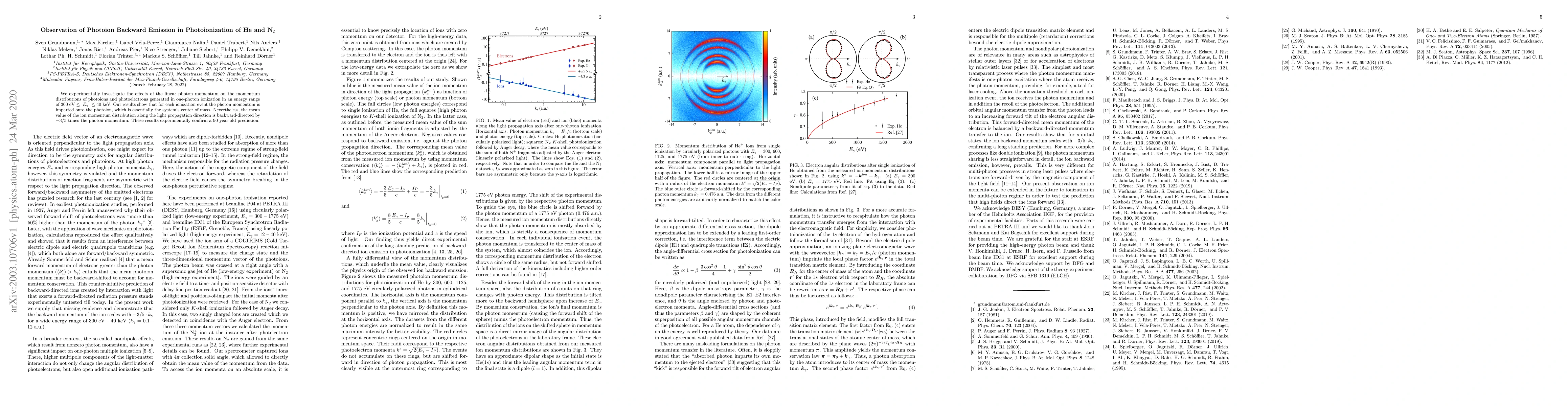 Thumbnail for Observation of Photoion Backward Emission in Photoionization of He and
  N2