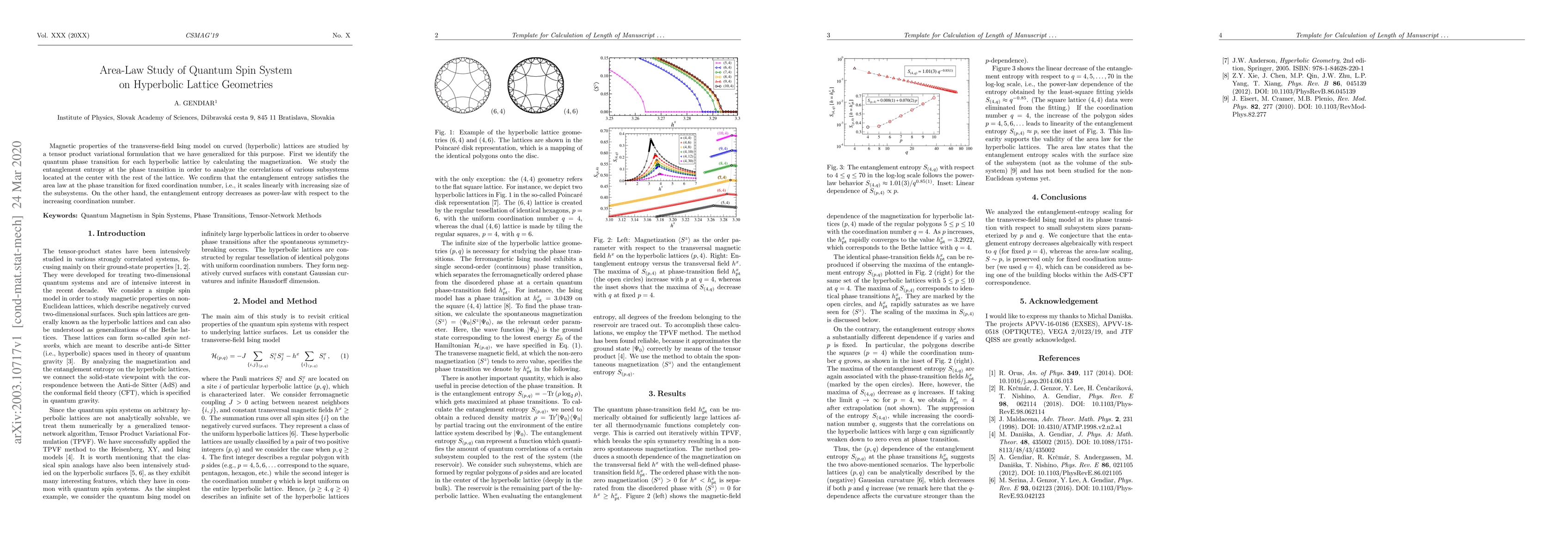 Thumbnail for Area-Law Study of Quantum Spin System on Hyperbolic Lattice Geometries