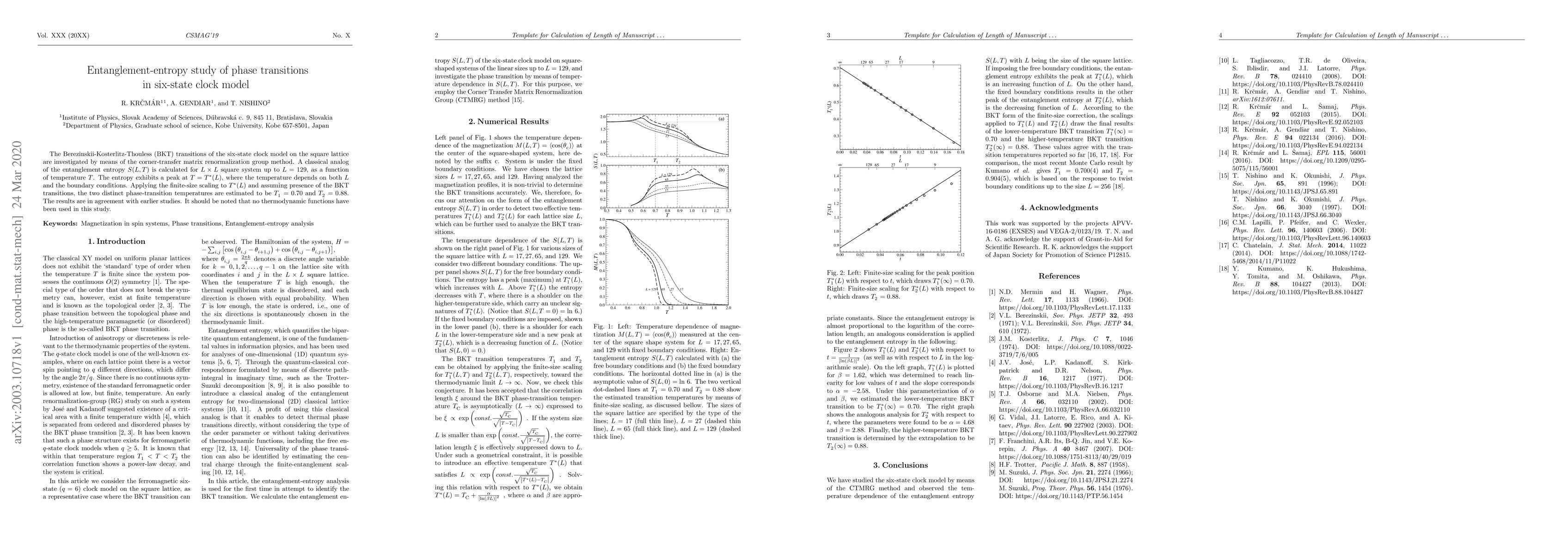 Thumbnail for Entanglement-entropy study of phase transitions in six-state clock model