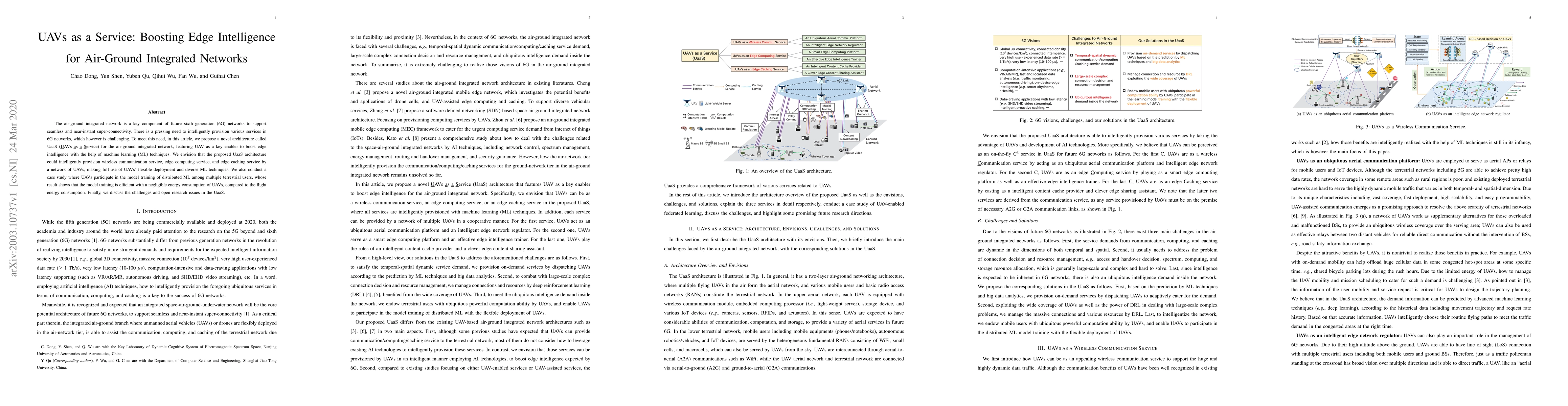 Thumbnail for UAVs as a Service: Boosting Edge Intelligence for Air-Ground Integrated
  Networks