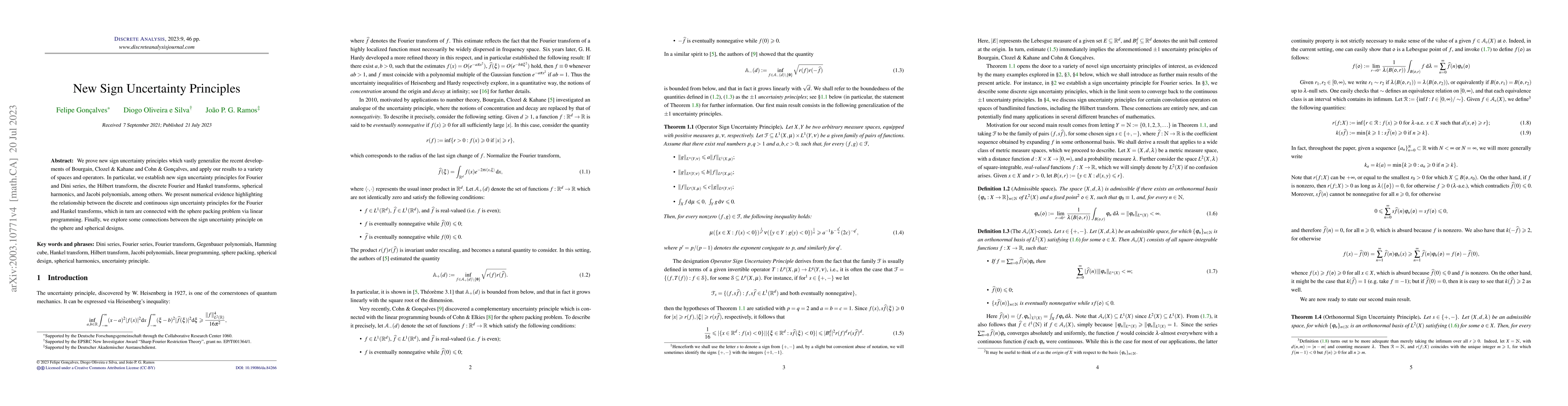 Thumbnail for New Sign Uncertainty Principles