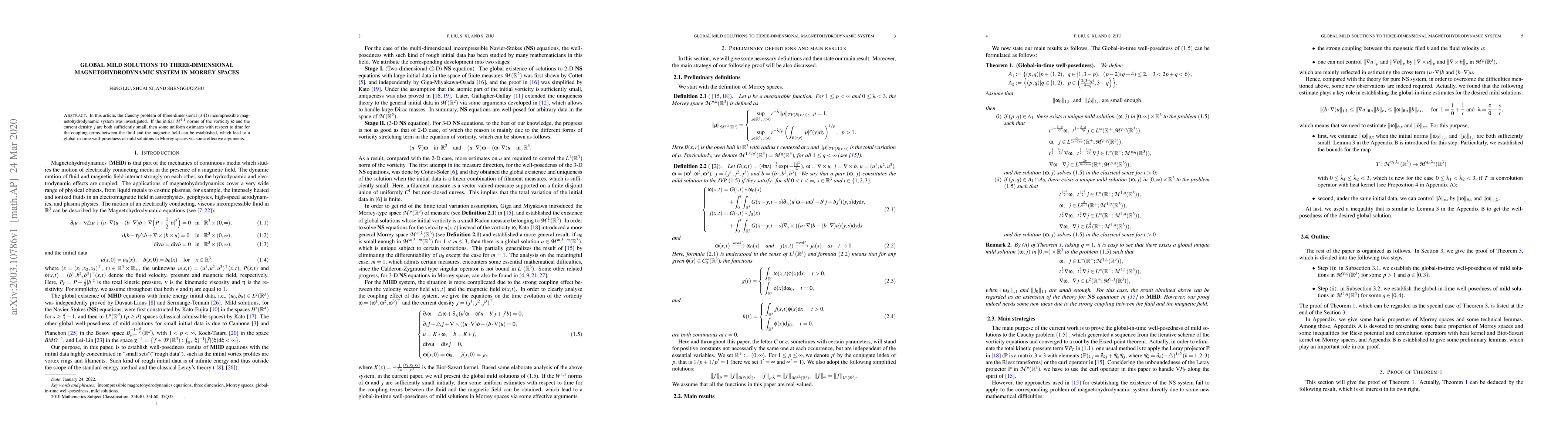 Thumbnail for Global mild solutions to three-dimensional magnetohydrodynamic system in
  Morrey spaces
