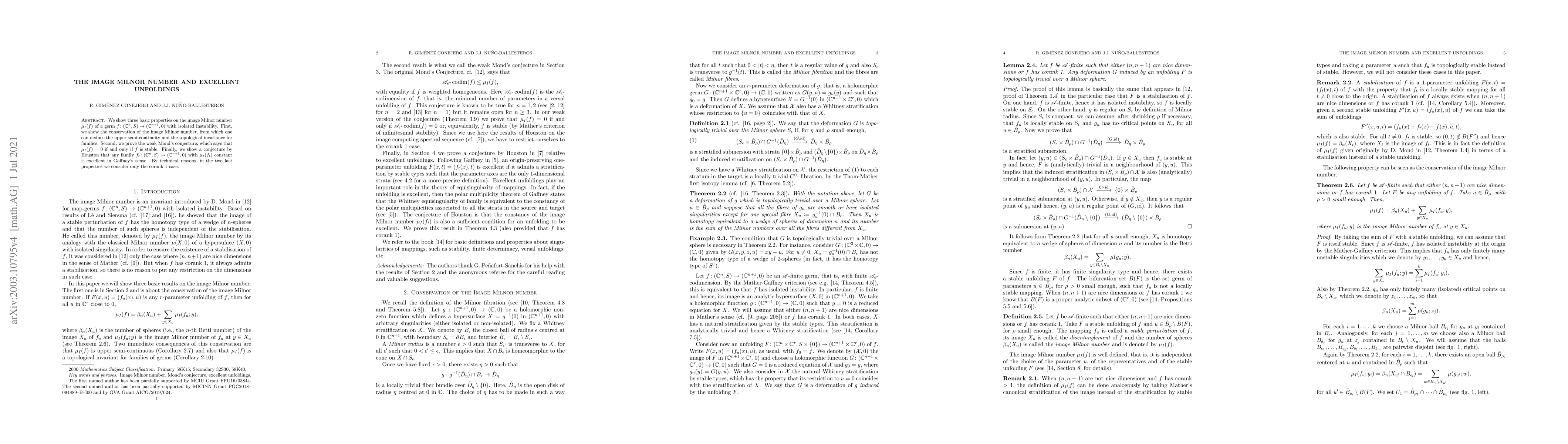 Thumbnail for The image Milnor number and excellent unfoldings