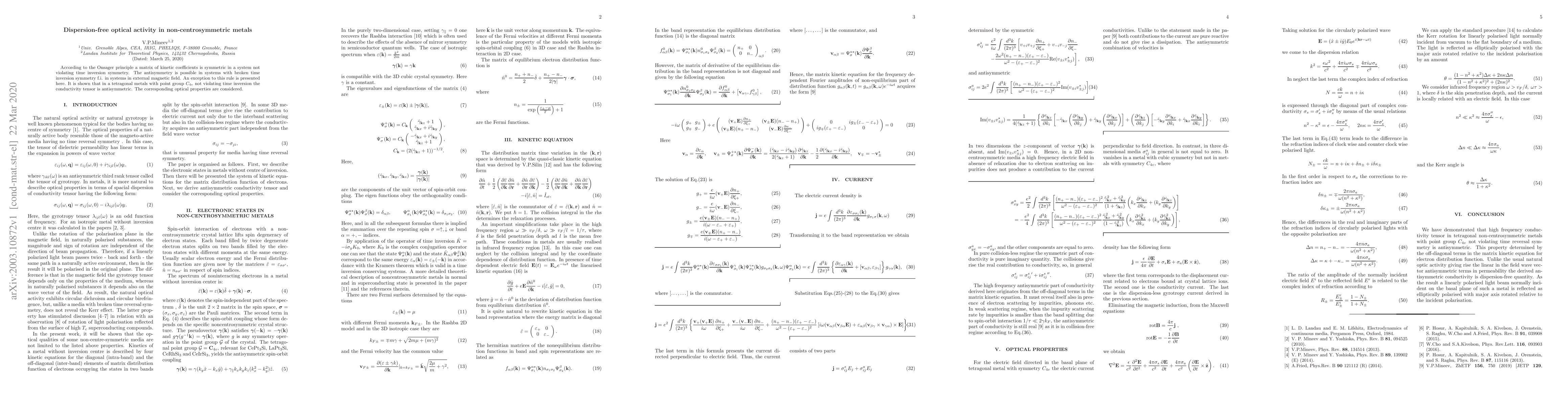 Thumbnail for Dispersion-free optical activity in non-centrosymmetric metals