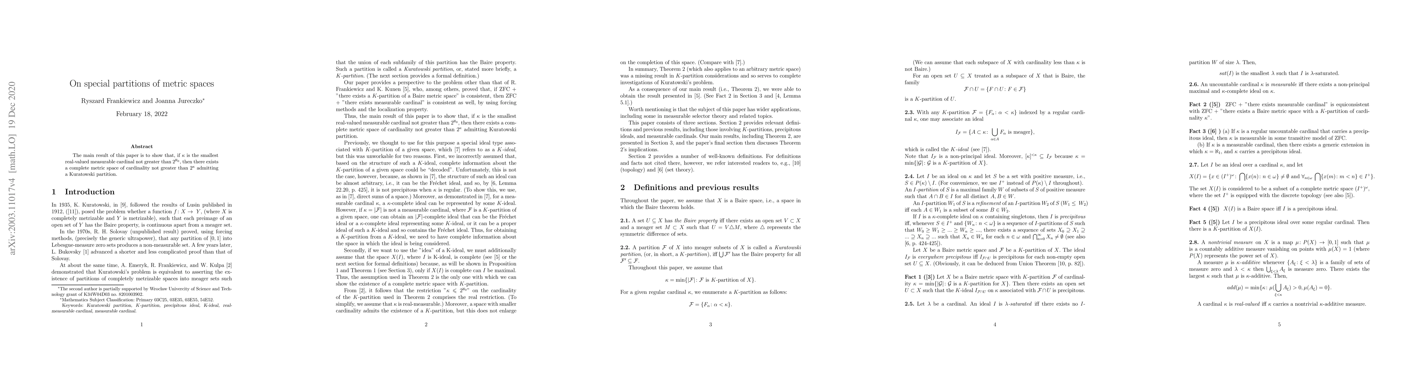 Thumbnail for On special partitions of metric spaces