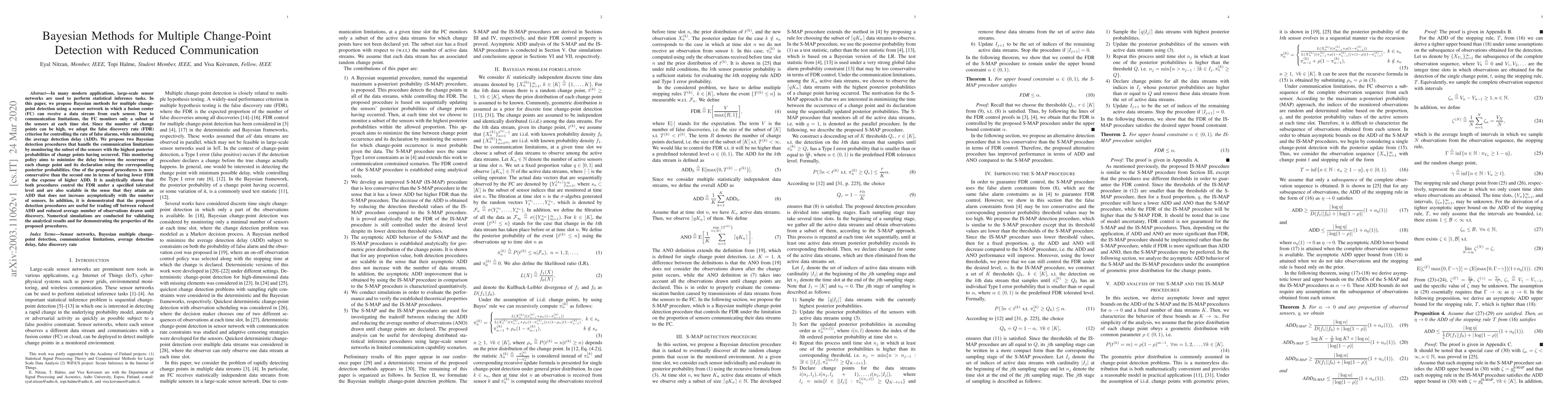 Thumbnail for Bayesian Methods for Multiple Change-Point Detection with Reduced
  Communication