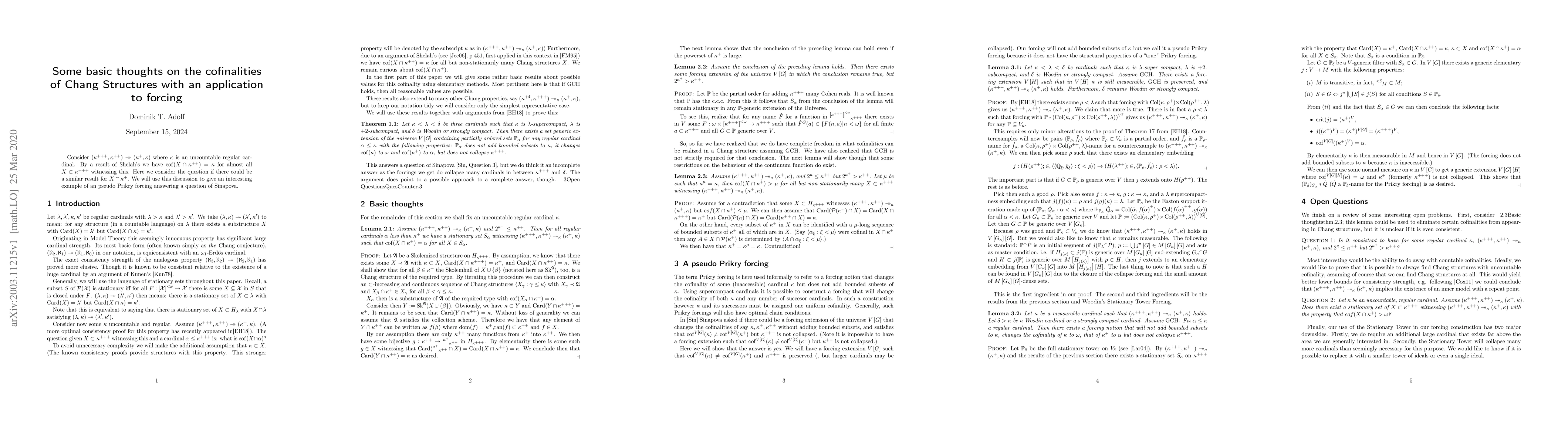 Thumbnail for Some basic thoughts on the cofiality of Chang structures with an
  application to forcing