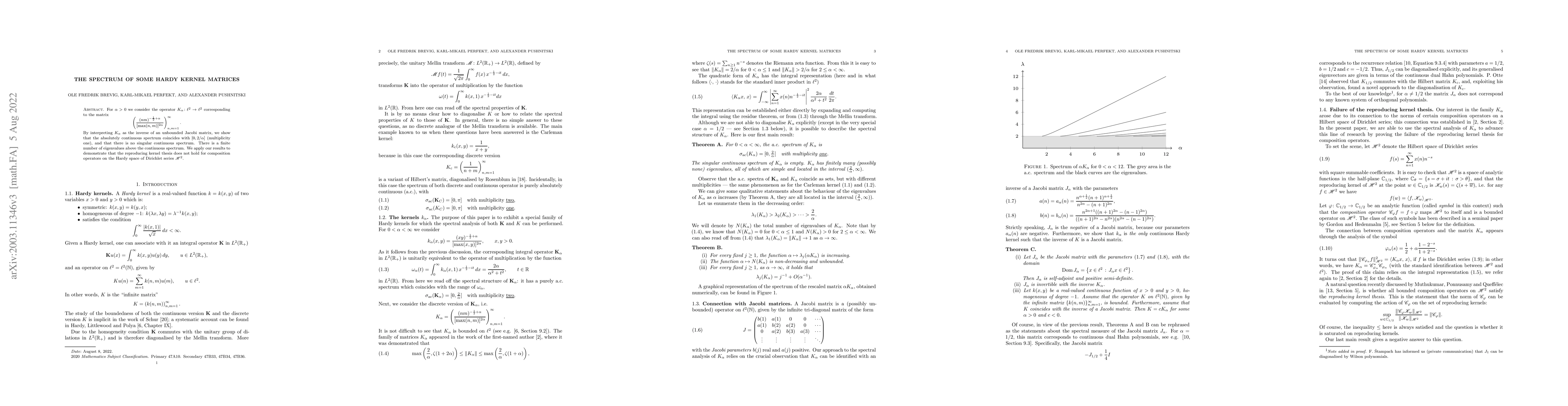 Thumbnail for The spectrum of some Hardy kernel matrices