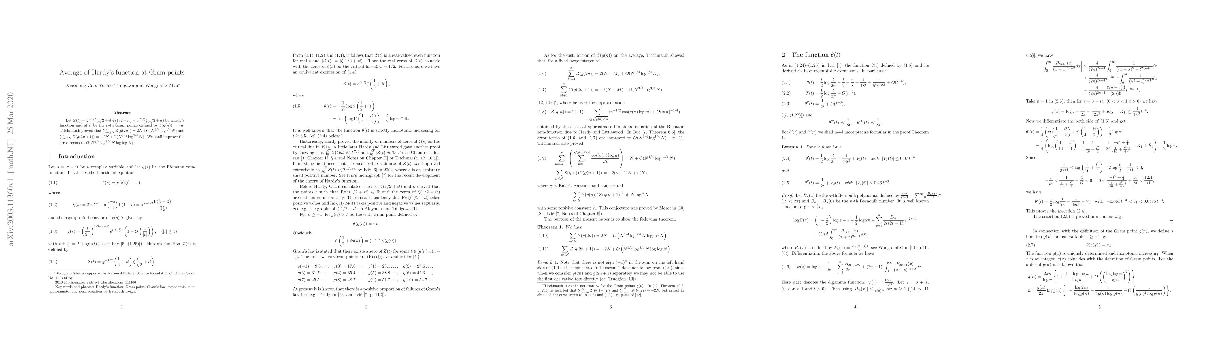 Thumbnail for Average of Hardy's function at Gram points