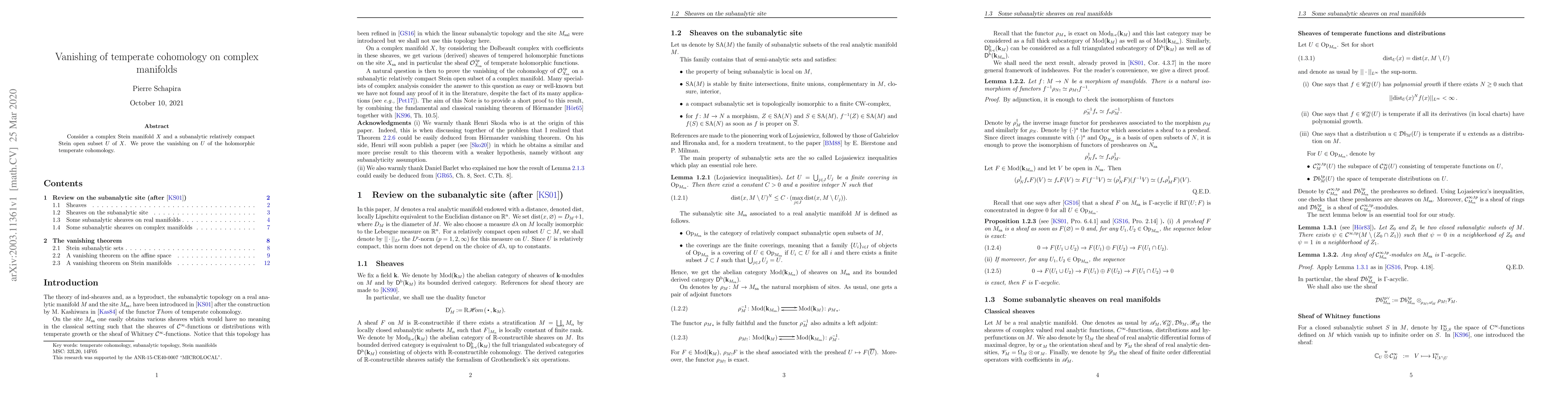 Thumbnail for Vanishing of temperate cohomology on complex manifolds